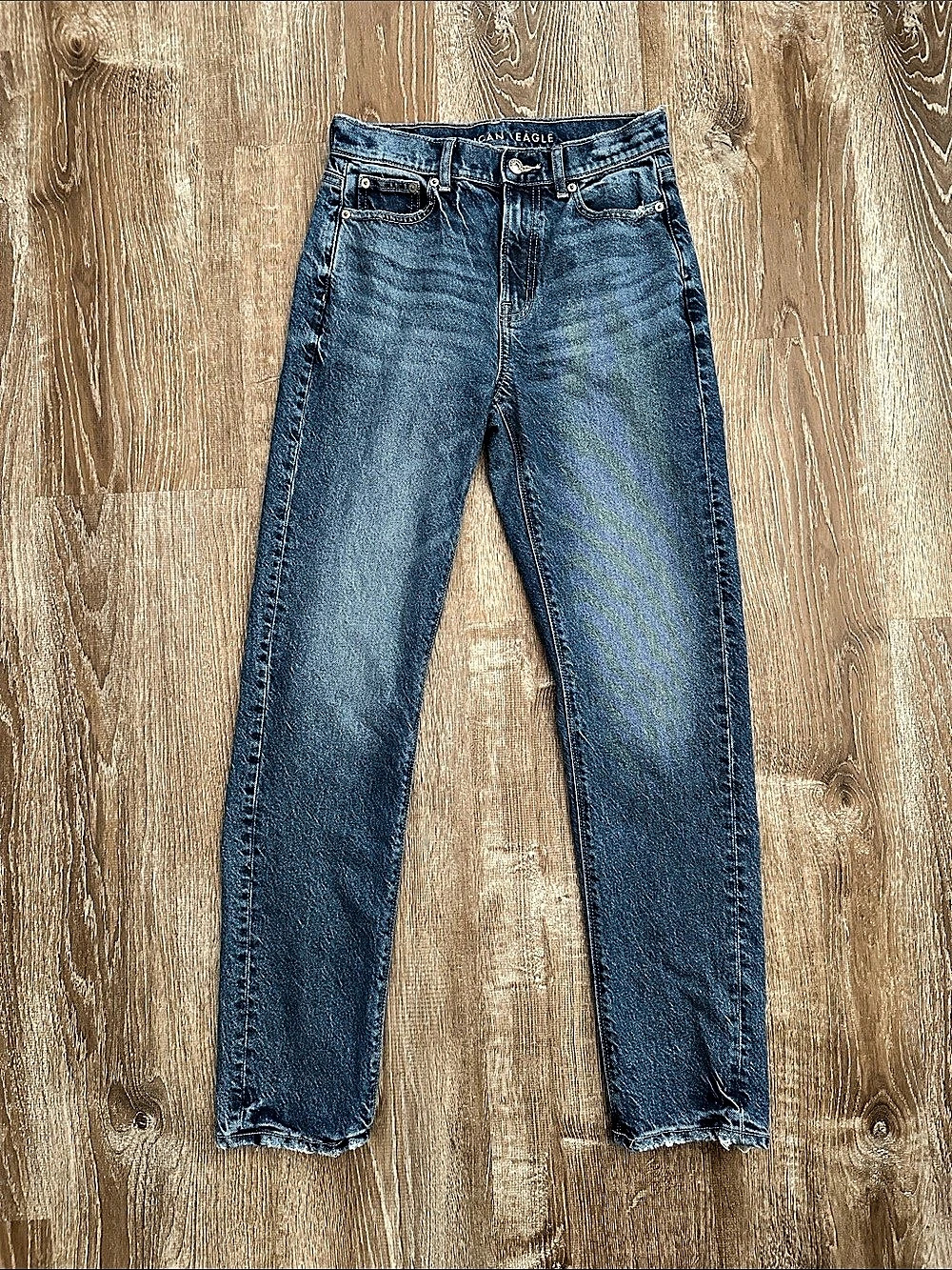 American Eagle AE Super High-Waisted Ankle Straight Jean Skinny Jeans in Blue